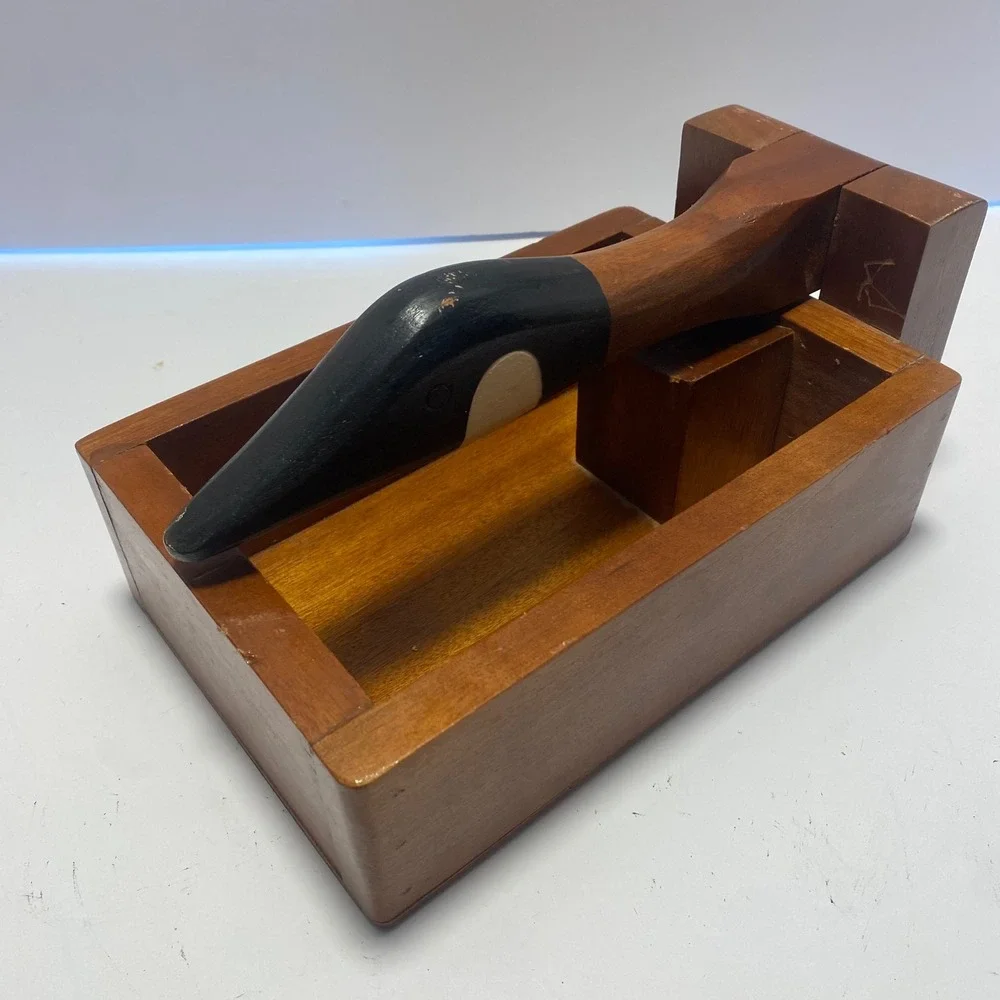 Handmade Wooden Goose Nutcracker Vintage Brown Black Good Rustic Cabin Decor
